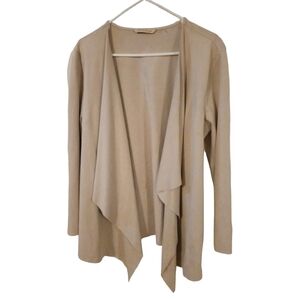 Soft Surroundings Camel Open Cardigan Soft Faux Suede BoHo Hippie Minimalist L
